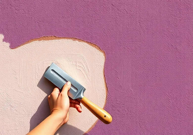 Application d'un enduit décoratif à la lisseuse sur un mur
